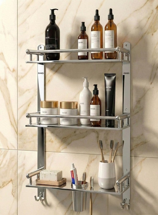 EVANEX 3-Layer Bathroom Racks and Shelves | 5 x 16 x 18 Inch Multipurpose Bathroom Organizer Shelf with Double Soap Dish & Toothbrush Holder | Wall Mounted Bathroom Accessories Set - Image 1